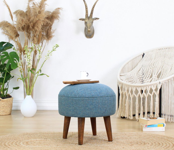 Atelier Del Sofa Puf de Terciopelo Azul